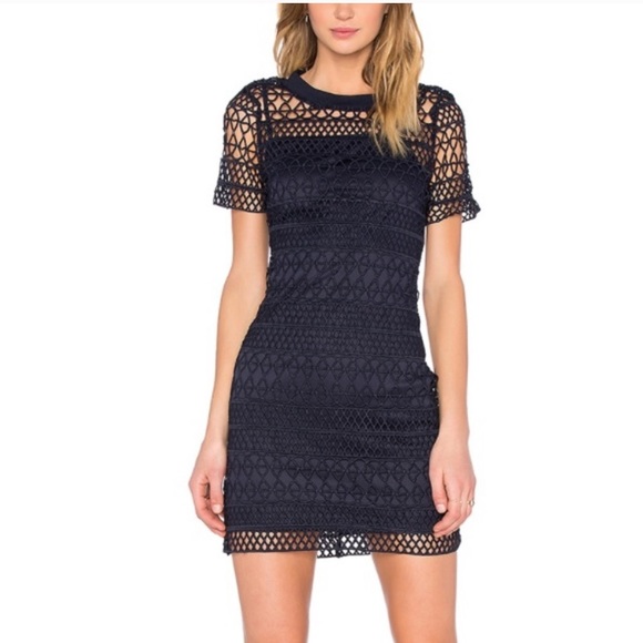 Lucy Paris Dresses & Skirts - Lucy Paris Navy Embroidered Overlay Mini Dress